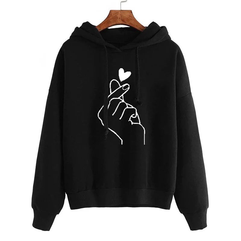 Chic Autumn Fleece Hoodie with Heart Detail ATHLEXES