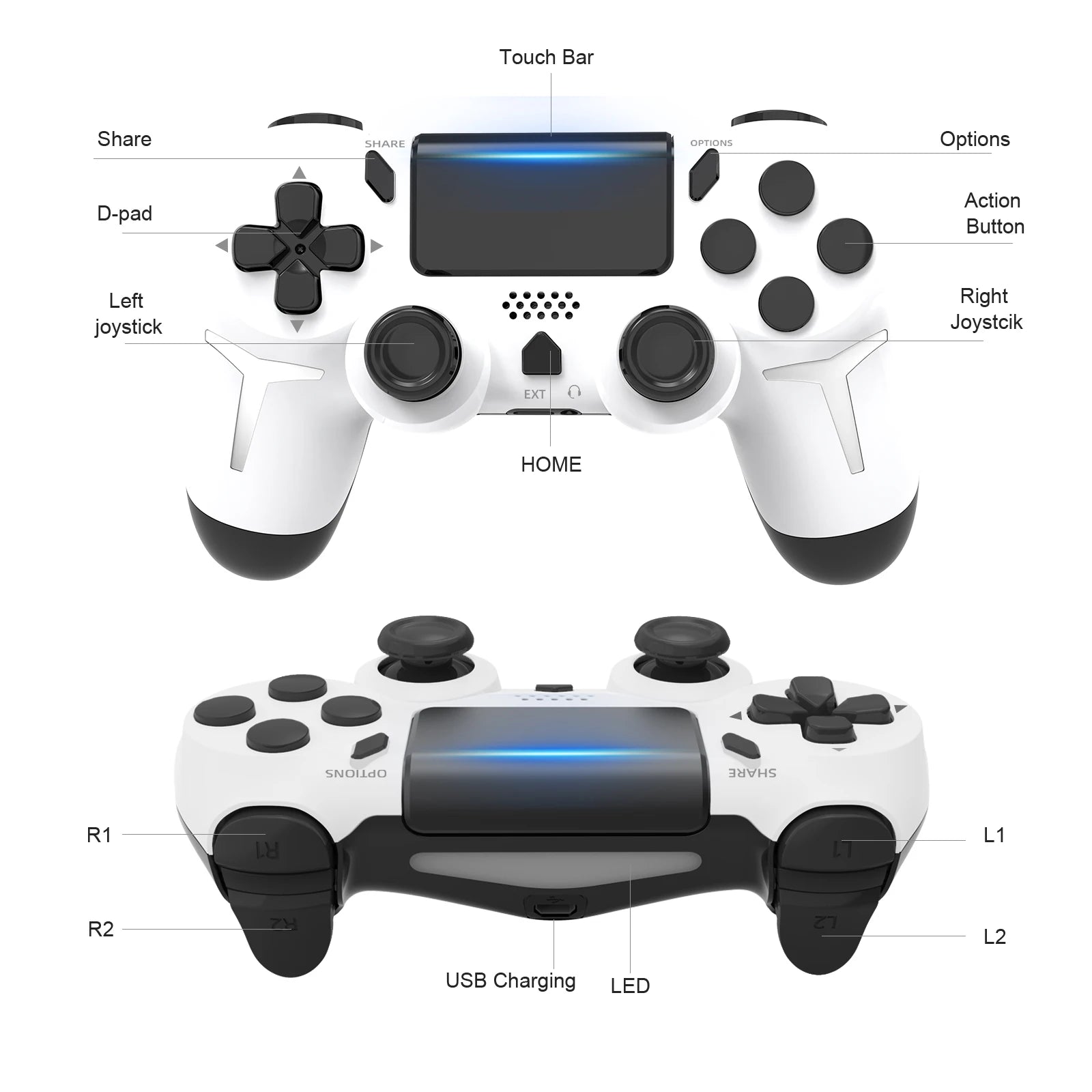 GAMINJA Bluetooth Game Controller with Touchpad ATHLEXES