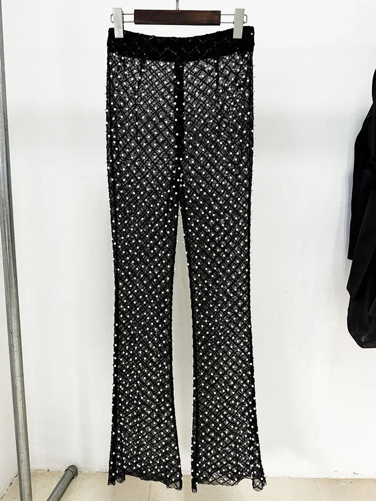 Elegant 3D Flower Blazer and Wide Leg Pant Set ATHLEXES