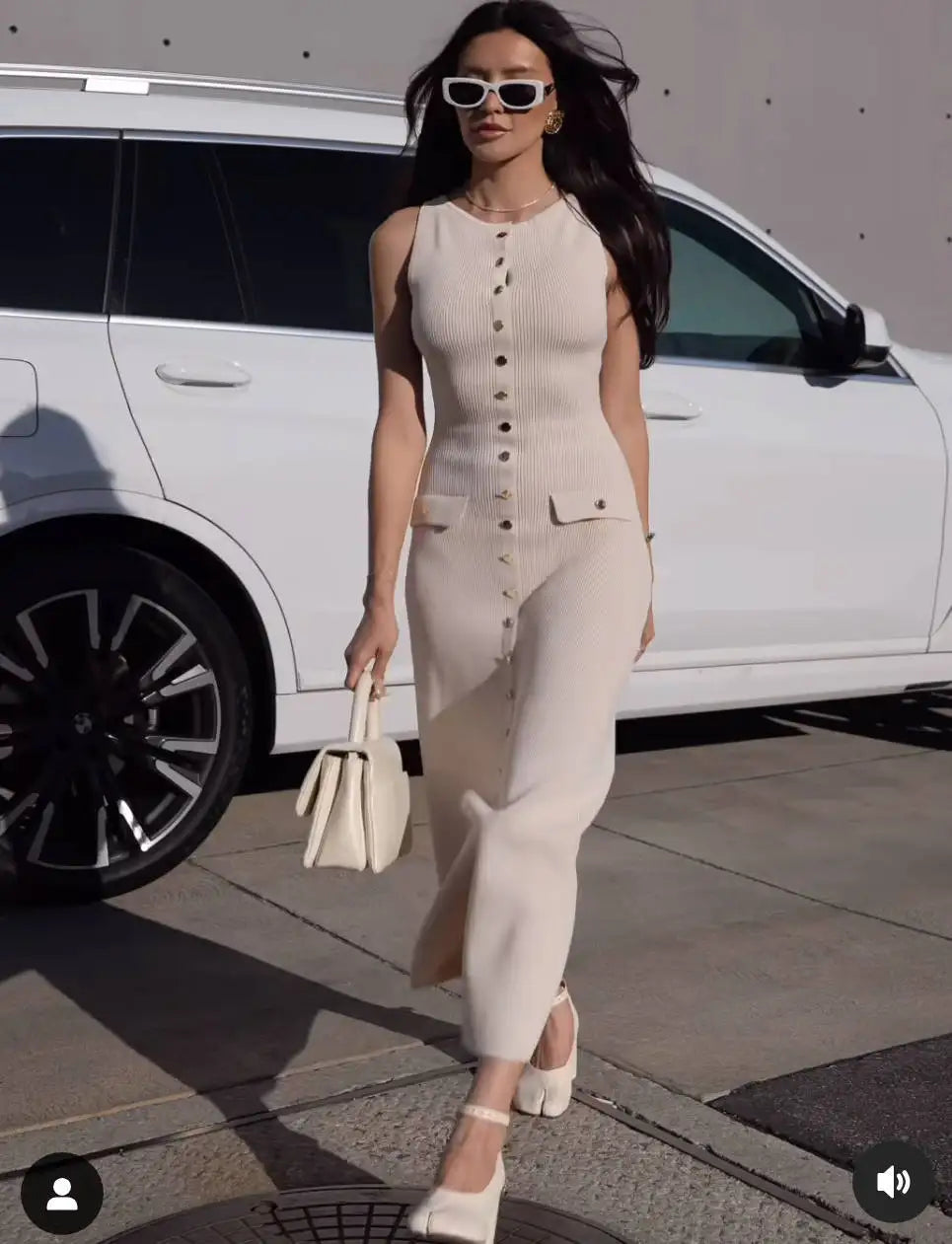 Elegant Knit Ribbed Maxi Dress with Pockets ATHLEXES