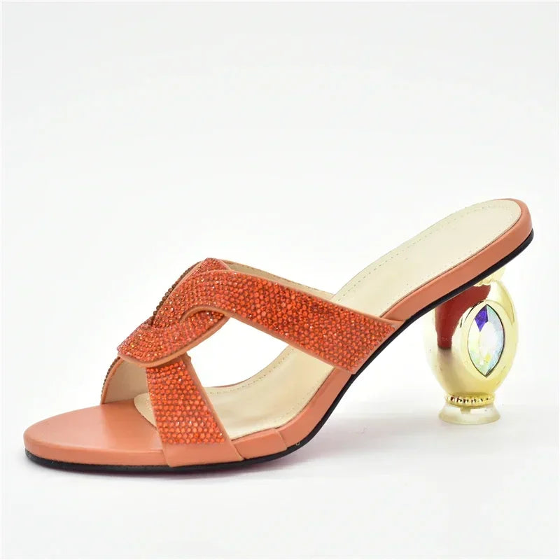 Italian Rhinestone Open Toe Party Pumps for Women ATHLEXES