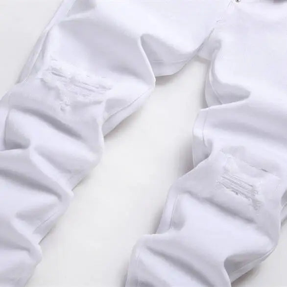 2025 Pure White Men's Slim Fit Stretch Jeans ATHLEXES