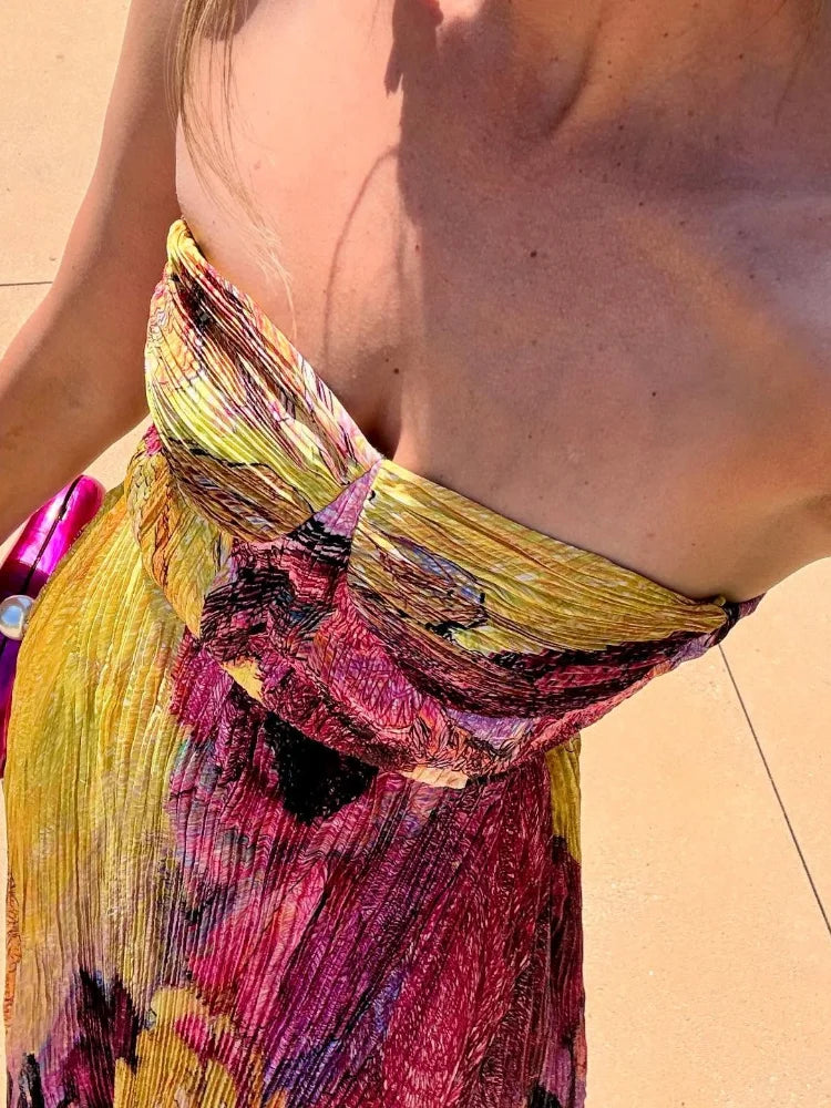 Chic Summer Backless Pleated Dress ATHLEXES