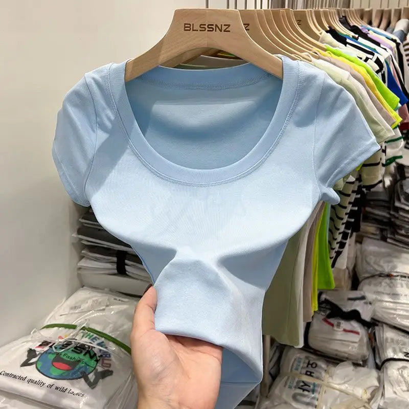 Cotton U-Neck Slimming Summer Tee for Women ATHLEXES
