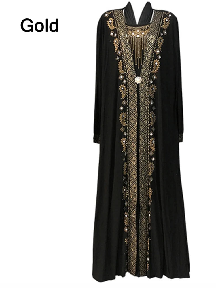 Elegant Sequin Beaded Muslim Abaya Dress ATHLEXES