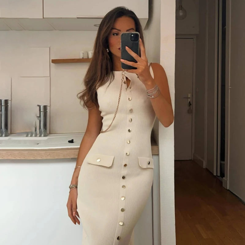TARUXY Elegant High Waist Ribbed Knit Dress ATHLEXES