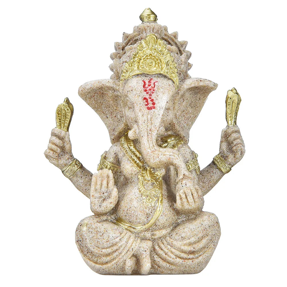 Divine Ganesha Golden Sandstone Figurine ATHLEXES