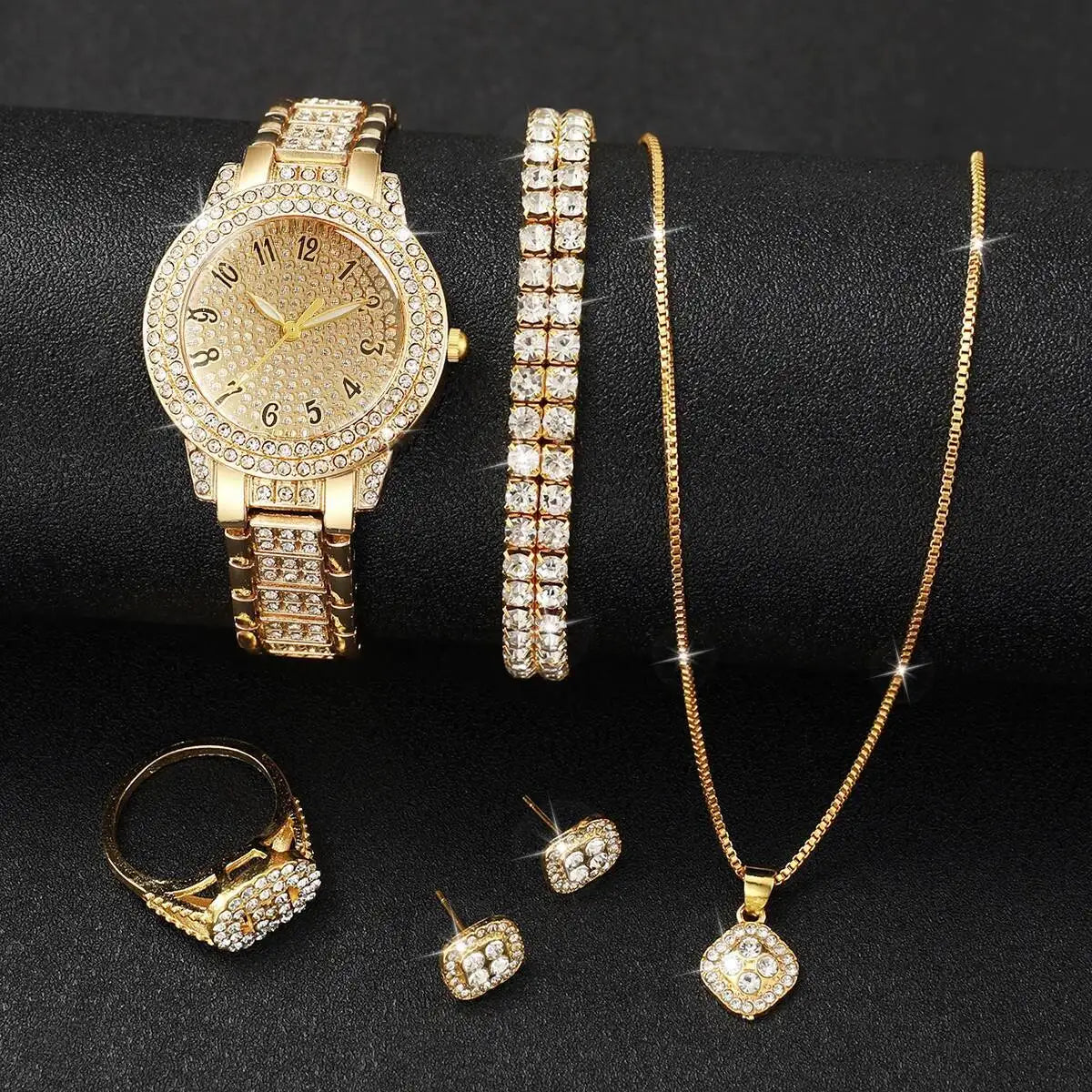 Diamond Elegance Quartz Watch Set for Women ATHLEXES
