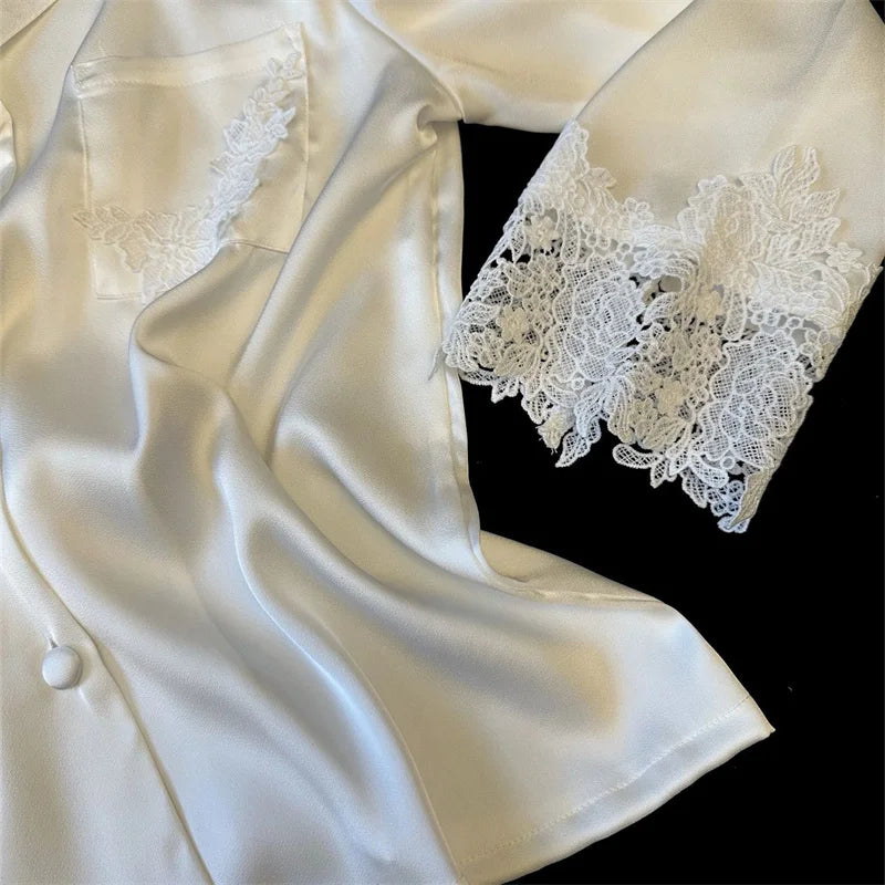 SilkDream Lace Satin Women's Pajama Set ATHLEXES