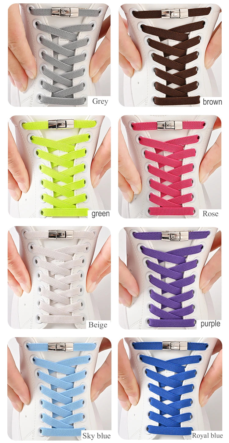No Tie Elastic 8mm Press Lock Shoelaces for Sneakers ATHLEXES