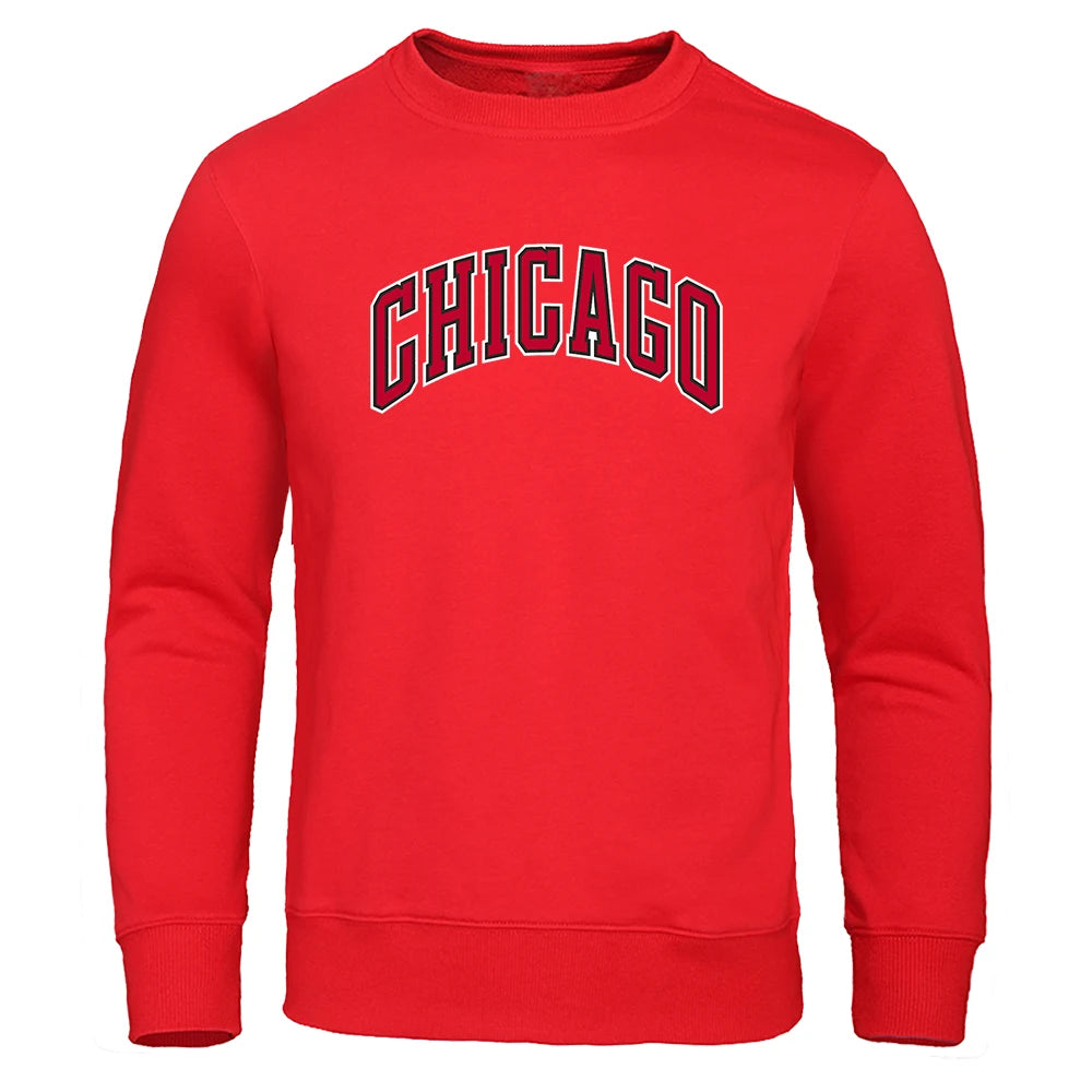 Chicago City Letter Print Hip Hop Hoodie for Men ATHLEXES