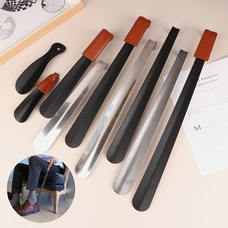 Elegant Stainless Steel Shoe Horn with Leather Cover ATHLEXES