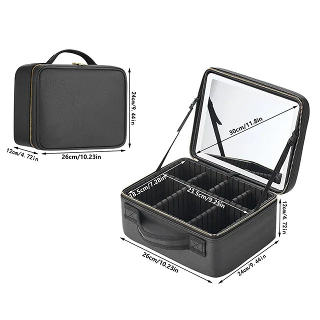 LuxeGlow LED Makeup Organizer with Mirror ATHLEXES