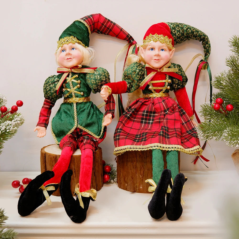 Elf Couple Plush Dolls: Festive Tree Ornaments ATHLEXES