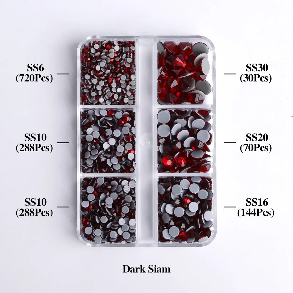 GlamCrystal 1540Pcs Hotfix Glass Rhinestones Set SS6-SS30 ATHLEXES