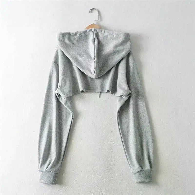 Chic Y2K Irregular Crop Hoodie for Trendy Women ATHLEXES