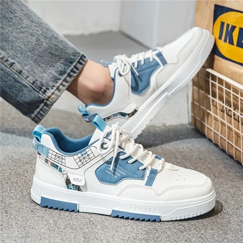 New Men's Shoes Spring and Summer 2024 New Wave Flower Shoes Men's Tide Shoes Men's Leather Sports Casual Breathable Board Shoes ATHLEXES