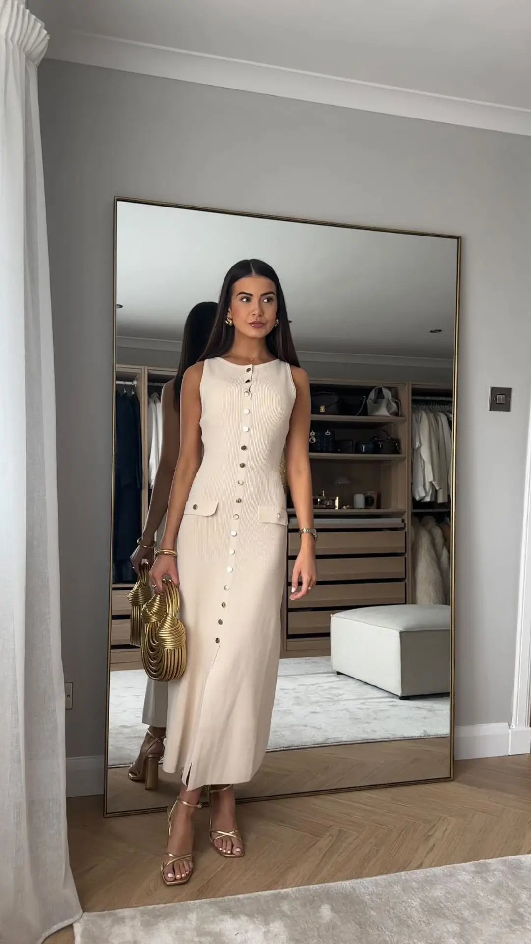 Elegant Knit Ribbed Maxi Dress with Pockets ATHLEXES