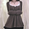 Y2K Aesthetic Vintage Babydoll Knit Sweater Tops ATHLEXES