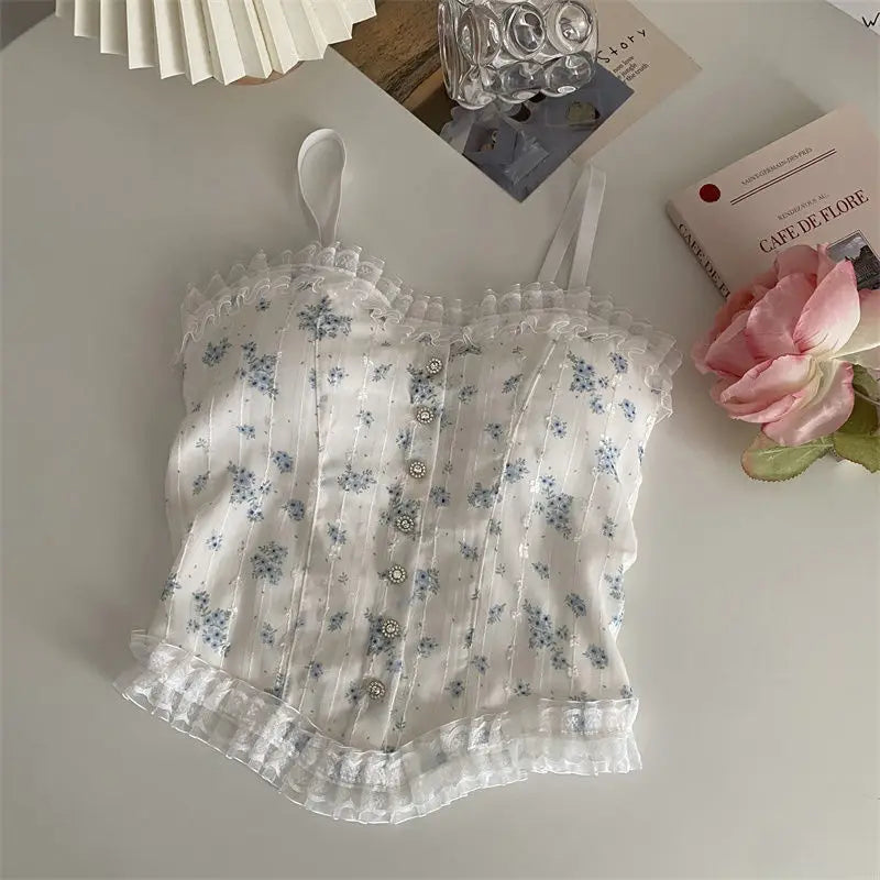 Floral Lace Back Camisole for Summer Elegance ATHLEXES