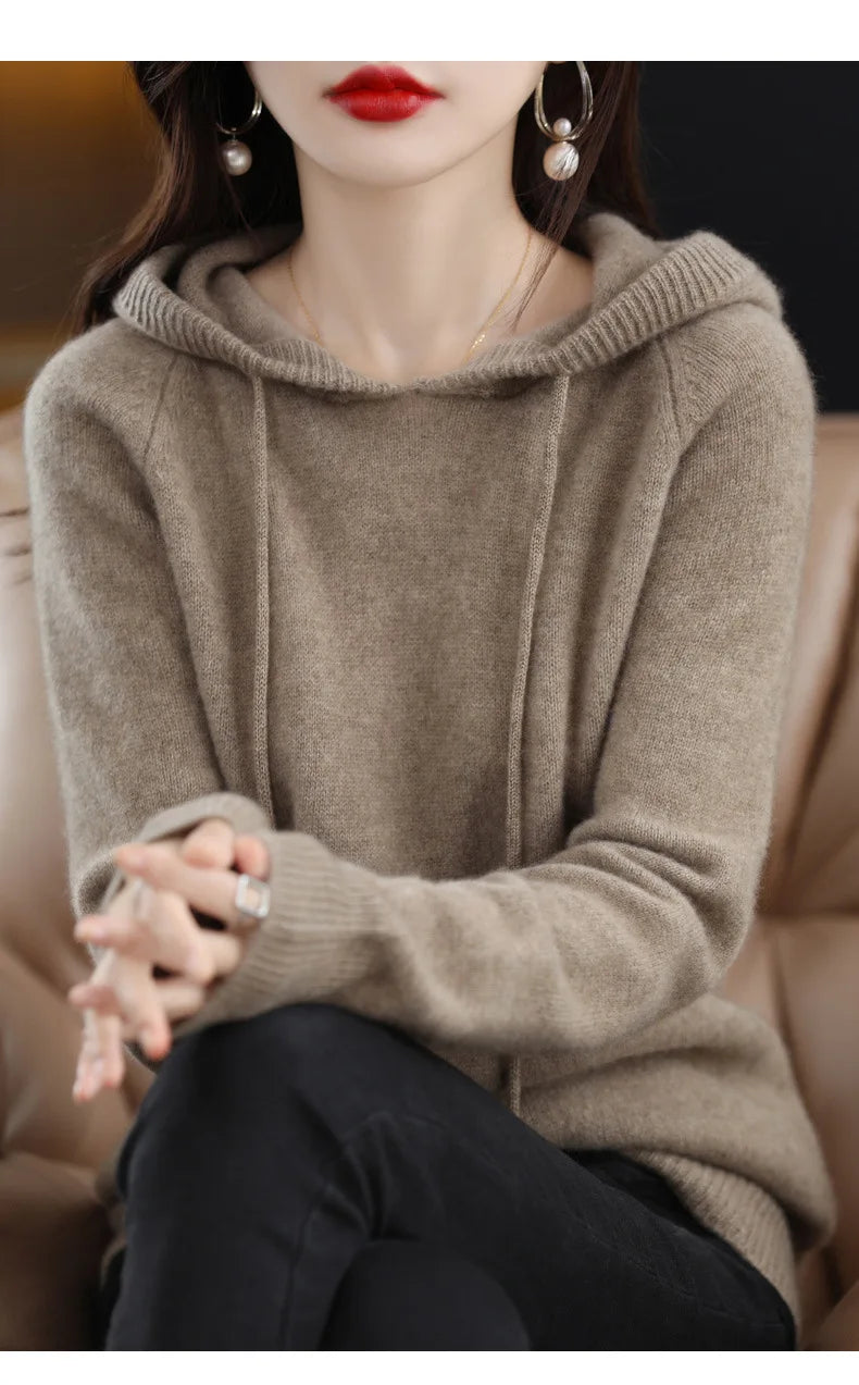 LuxCashmere Hooded Pullover for Women ATHLEXES