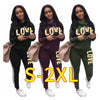 Chic Love Print High Neck Hoodie and Pants Set ATHLEXES