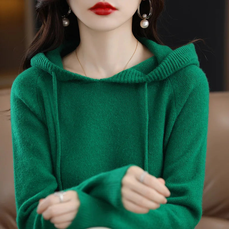 LuxCashmere Hooded Pullover for Women ATHLEXES