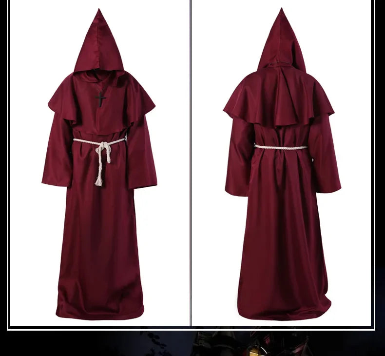 Medieval Monk Cowl Robe Halloween Cosplay Cloak ATHLEXES