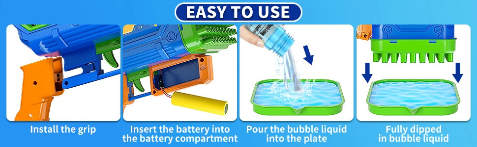 RocketBlast Automatic Bubble Gun for Kids ATHLEXES