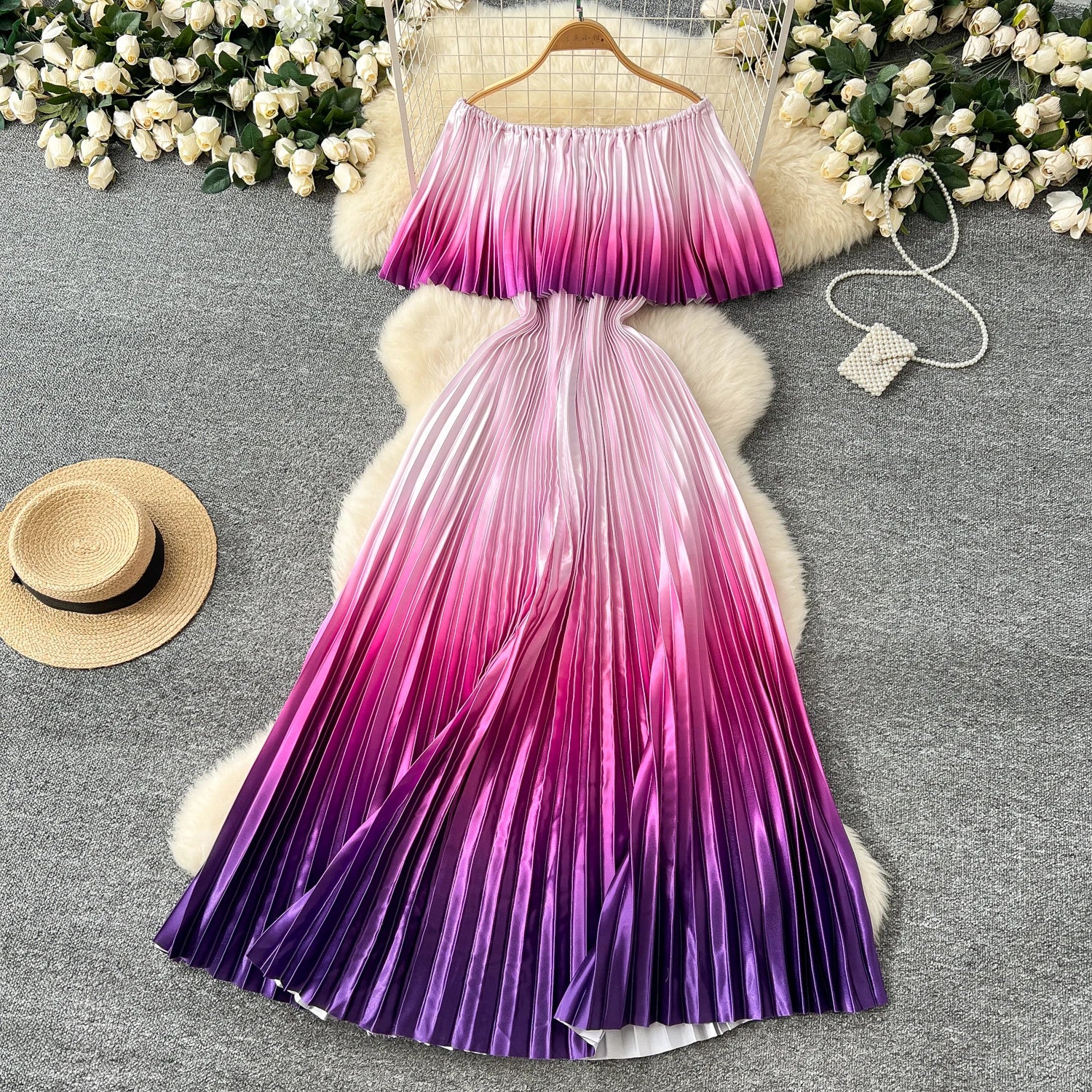 Gradient Luxe Off Shoulder Maxi Dress ATHLEXES