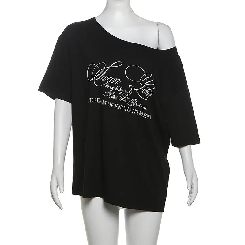 SummerStyle Chic Skew Collar T-Shirt for Women ATHLEXES