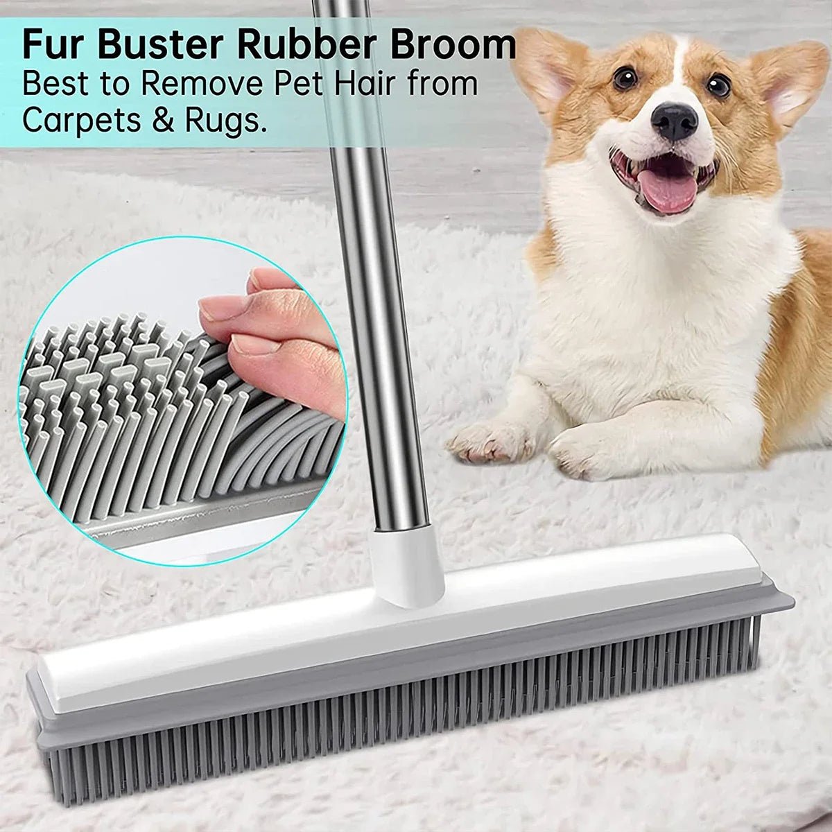 PetSweep Pro Rubber Broom & Carpet Brush ATHLEXES