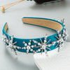 Elegant Blue Rhinestone Turban Headband for Women ATHLEXES