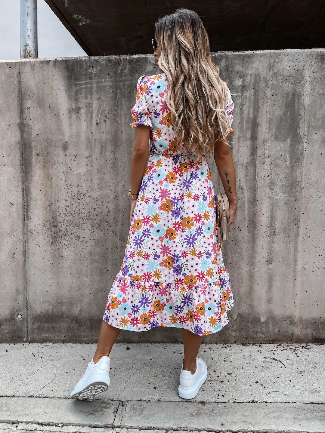 Elegant Floral V Neck Maxi Dress for Women ATHLEXES