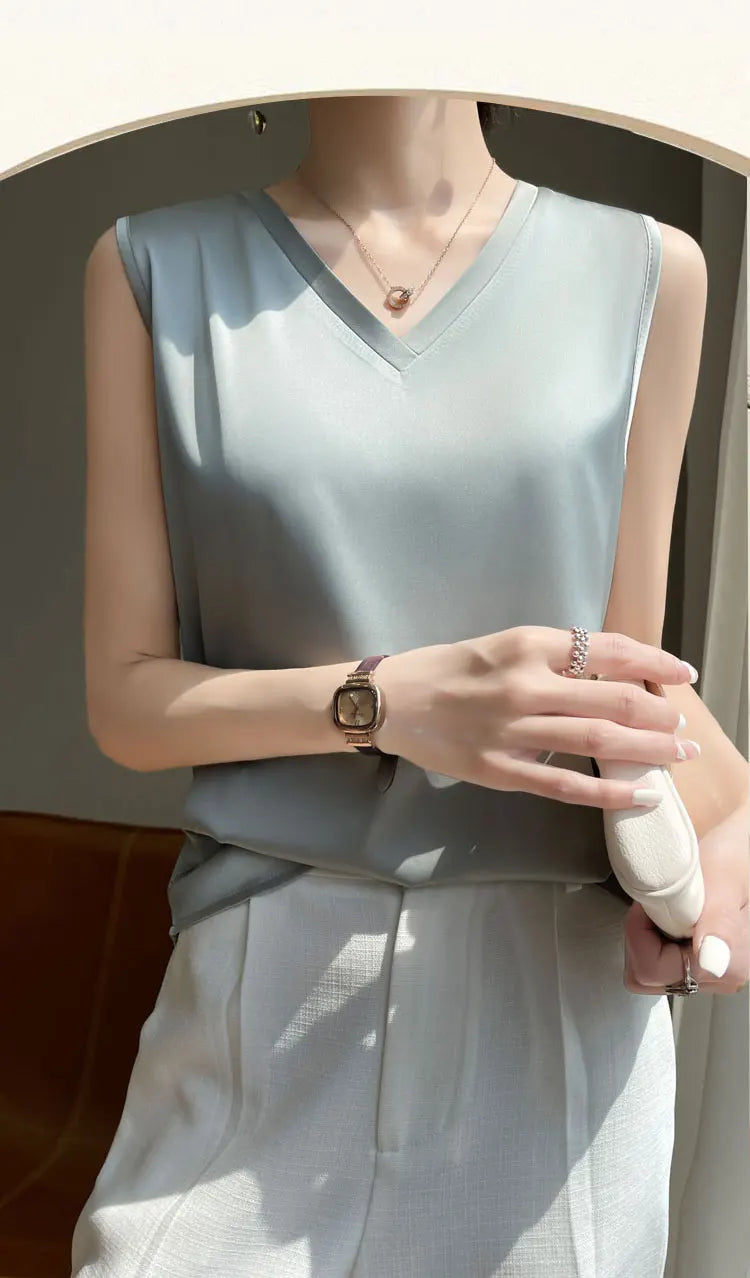 SilkBlend V-Neck Summer Blouse for Women ATHLEXES
