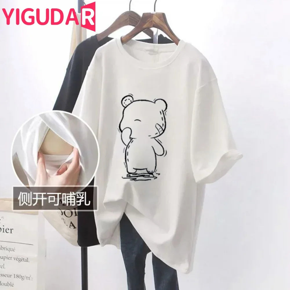 Elegant Mama Cotton Nursing Tee for Summer ATHLEXES