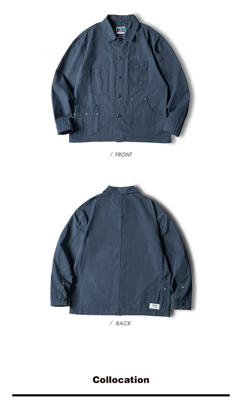 Maden Retro Multi-Pocket Navy Hunting Jacket for Men ATHLEXES
