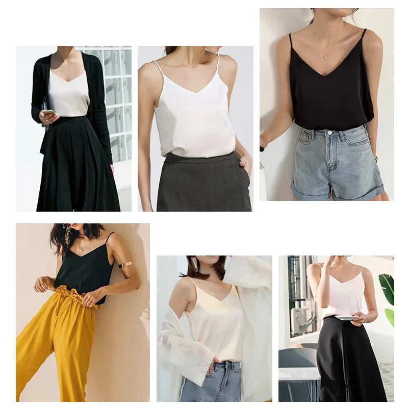 Silk Elegance V Neck Halter Cami Top for Women ATHLEXES