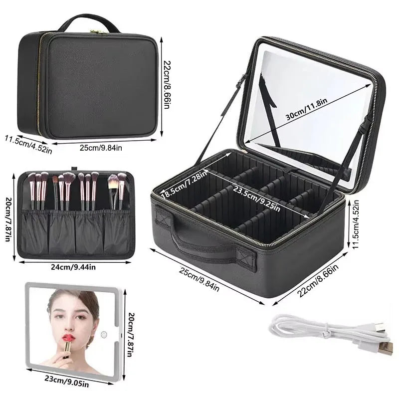 LuxeGlow LED Makeup Organizer with Mirror ATHLEXES