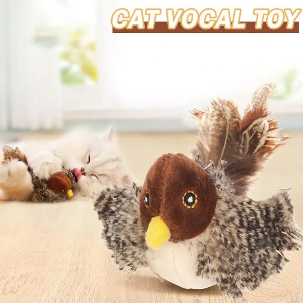 Interactive Cat Toys Flying Bird Cat Toy Flapping Wings Sparrow Catnip Toys Vivid Chirpi]ng Simulation Bird Interactive Cat Toy ATHLEXES