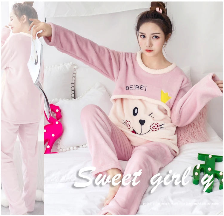 CozyCare Winter Nursing Pajama Set for Moms ATHLEXES