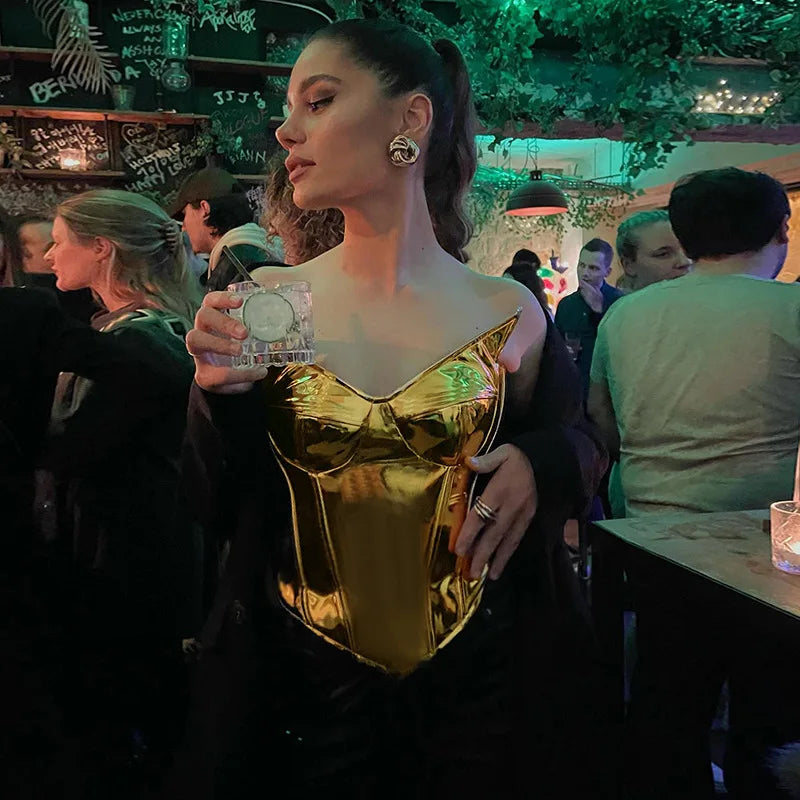 Goddess Glam Metallic Corset Top ATHLEXES