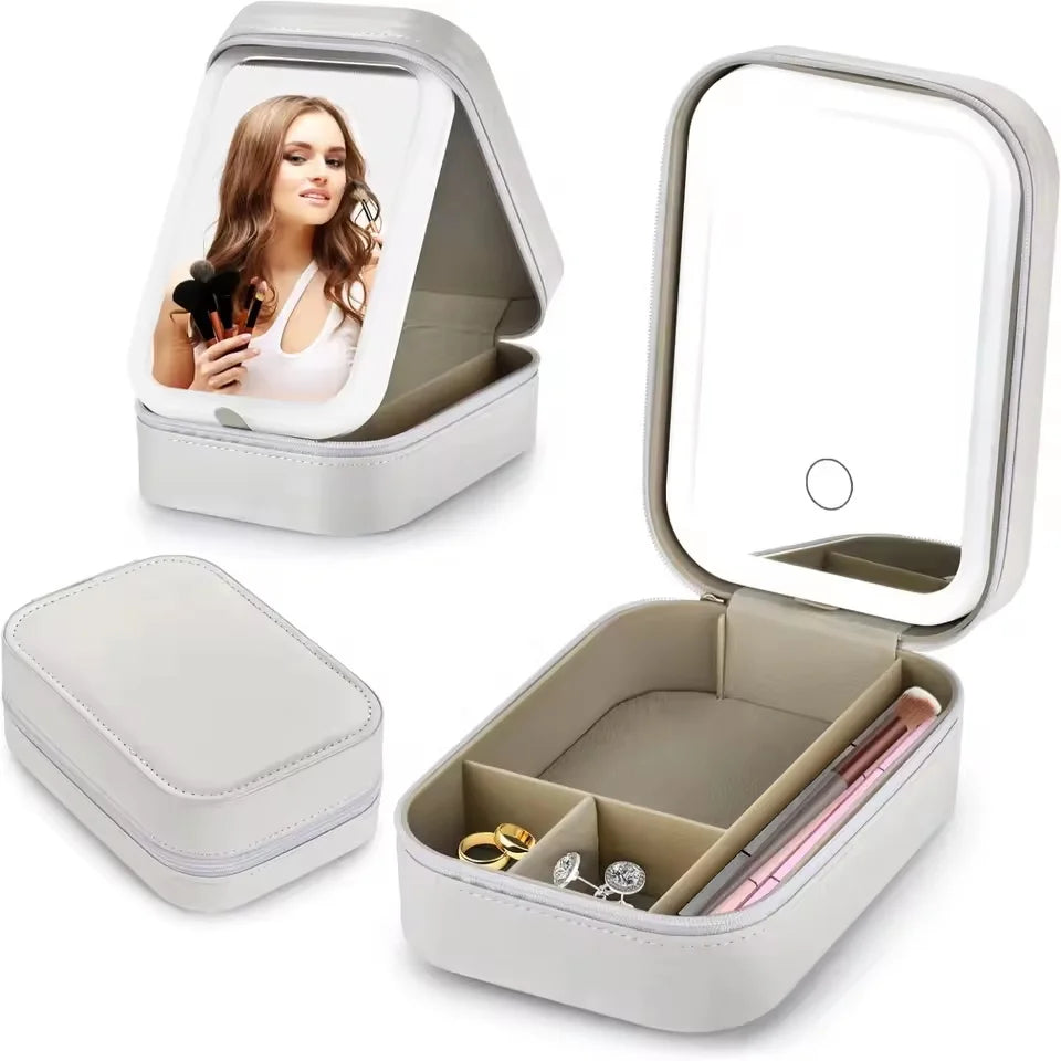 LuxeGlow Portable LED Makeup Mirror Case ATHLEXES