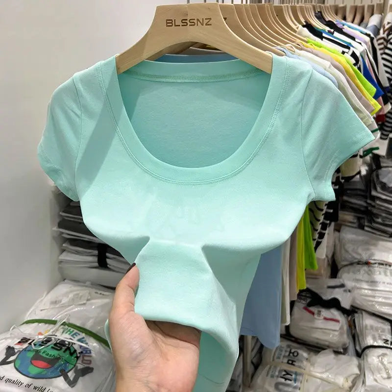 Cotton U-Neck Slimming Summer Tee for Women ATHLEXES