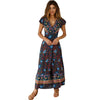 Chic V Neck Summer Slit Maxi Dress for Women ATHLEXES