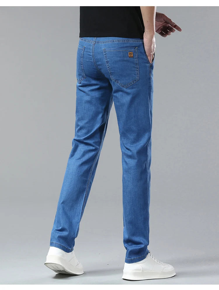 Light Blue Casual Denim Straight Fit Trousers ATHLEXES