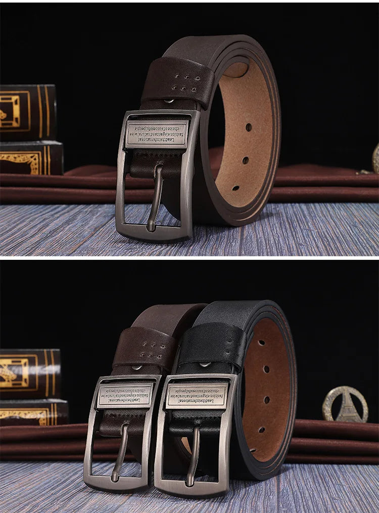 Luxury Cowhide Men's Belt with Metal Alloy Buckle ATHLEXES