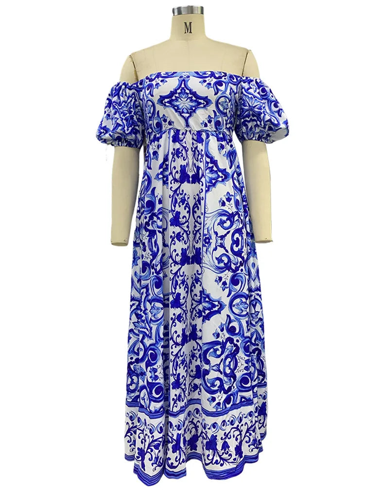 Boho Chic Puff Sleeve Maxi Dress for Women ATHLEXES