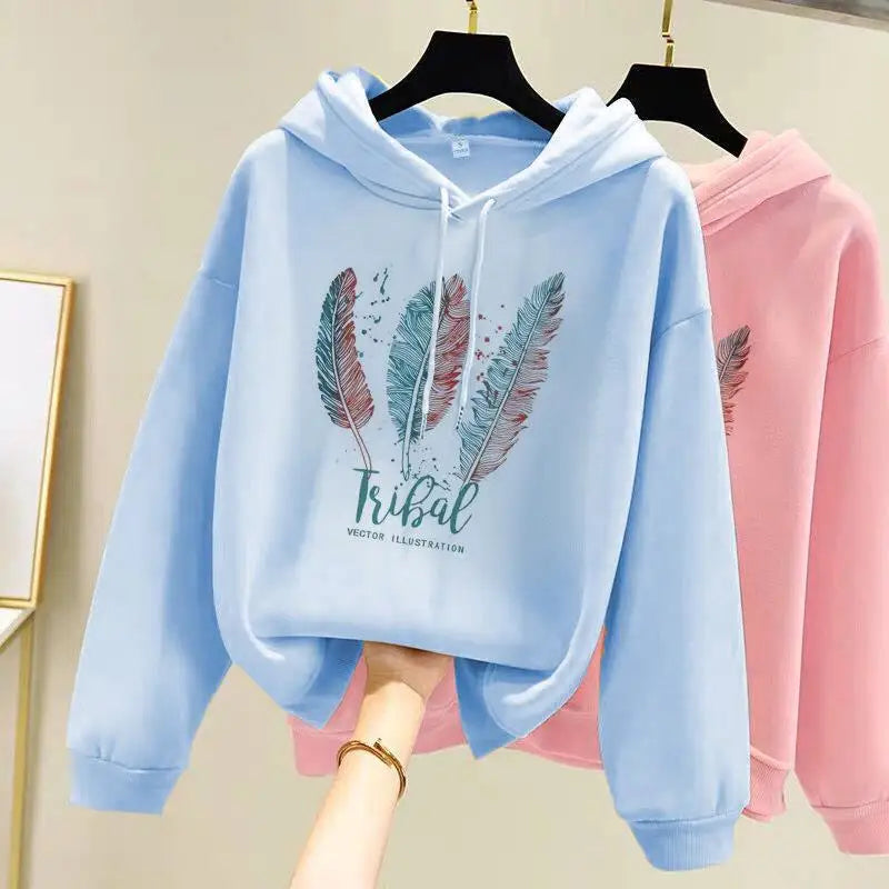 FeatherPrint Velvet Hooded Sweatshirt for Women ATHLEXES