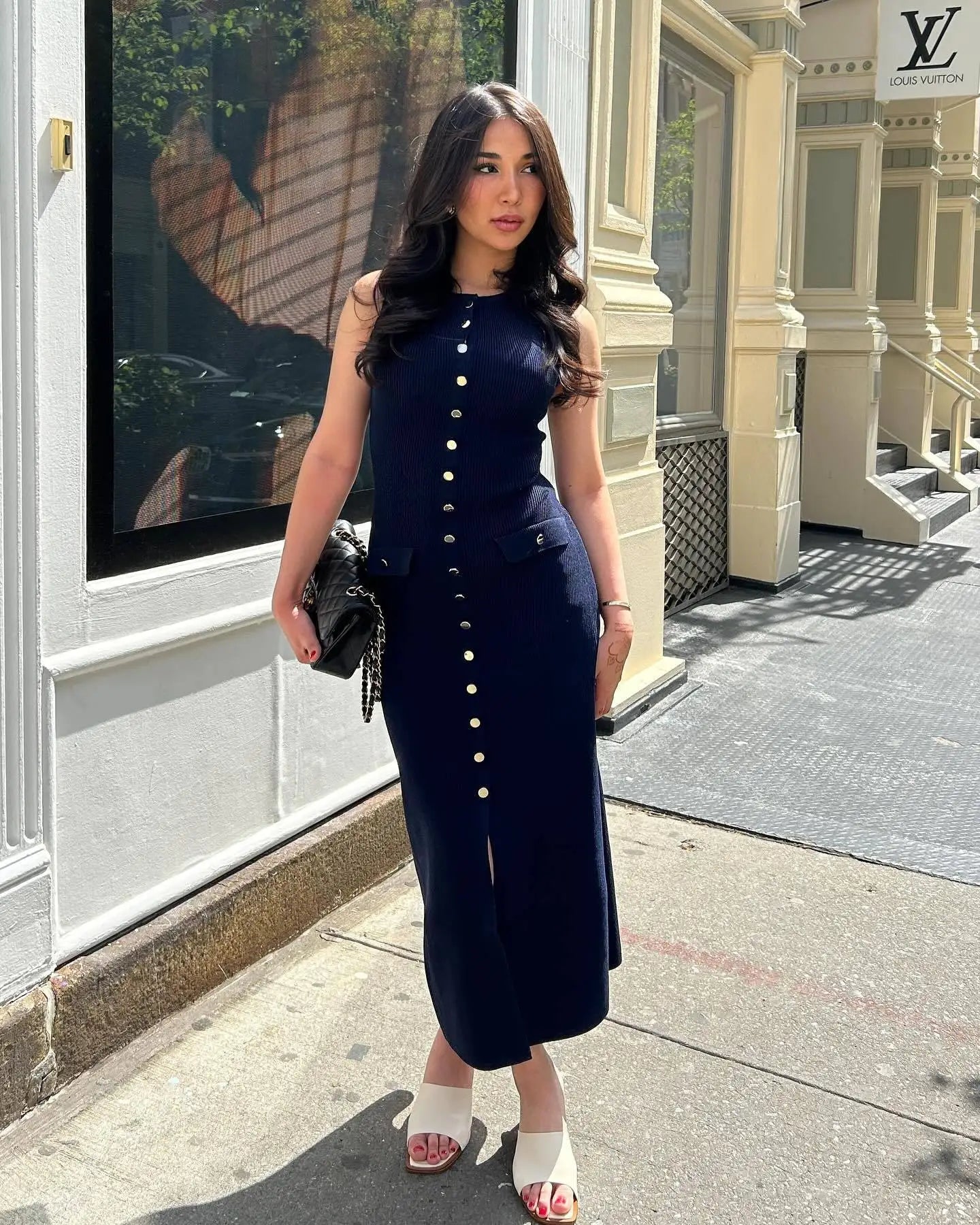 Elegant Knit Ribbed Maxi Dress with Pockets ATHLEXES